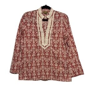 Peck & Peck Shabby Chic Prairiecore Tunic‎ Top Womens Medium Boho Artisan Indie